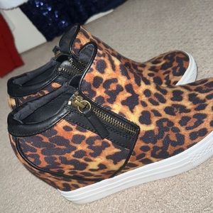 Cheetah print heeled sneakers